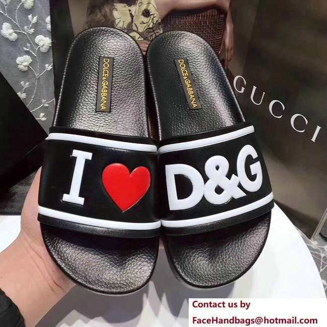 Dolce  &  Gabbana I Love D & G Slippers Black 2018